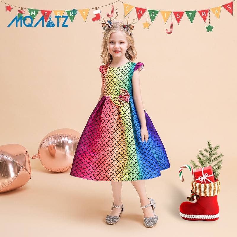 MQATZ Christmas Little Mermaid Child Baptism First Birthday Dress For