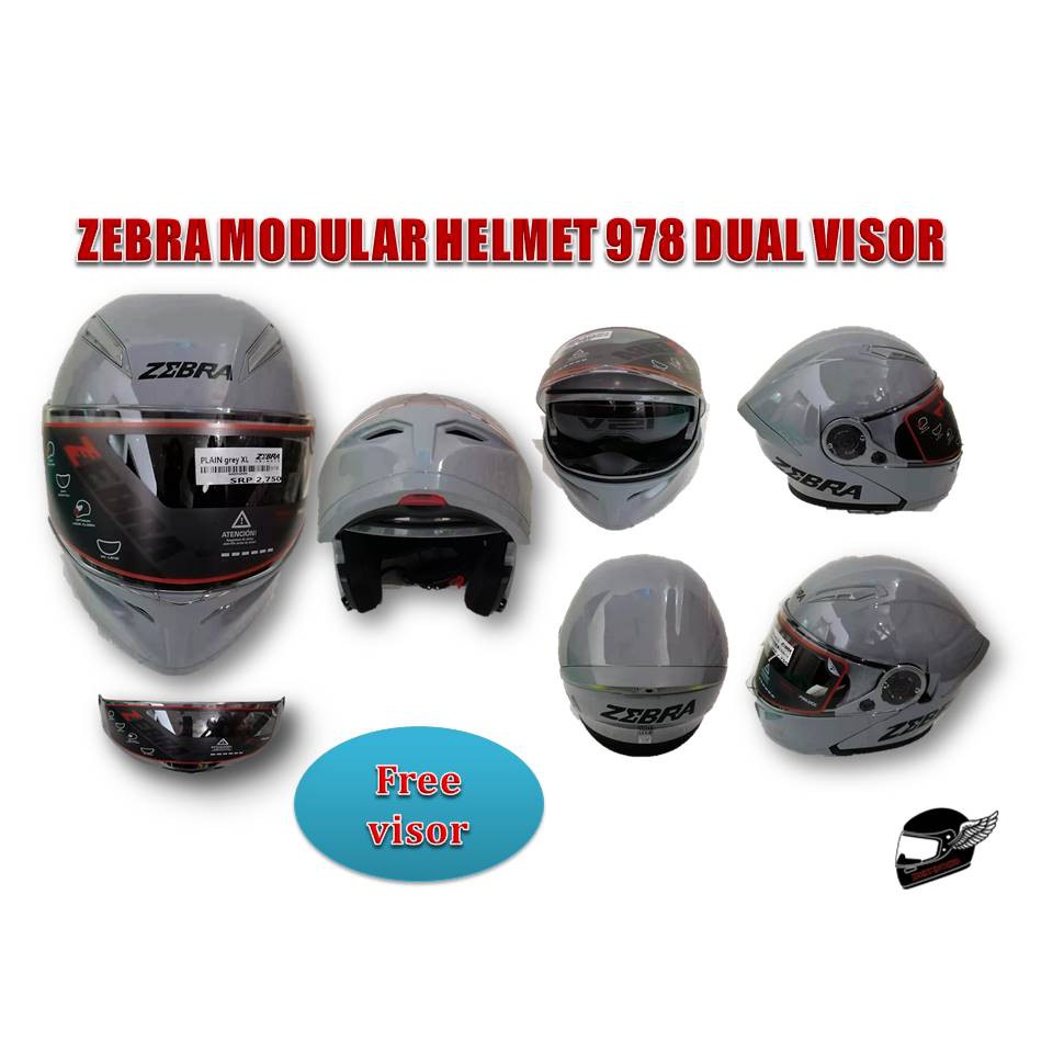 ZEBRA MODULAR HELMET 978 XL (with freebies) Shopee Philippines
