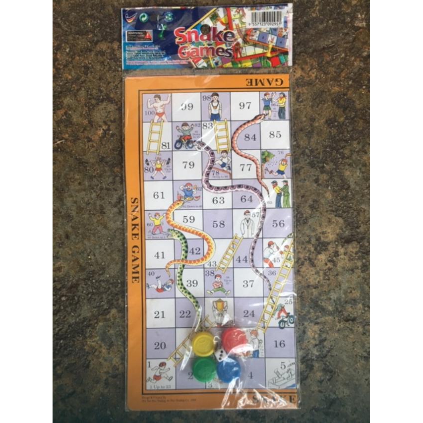 Snake and Ladder Board Game with Dice and 4 Color Coin (LOCAL READY