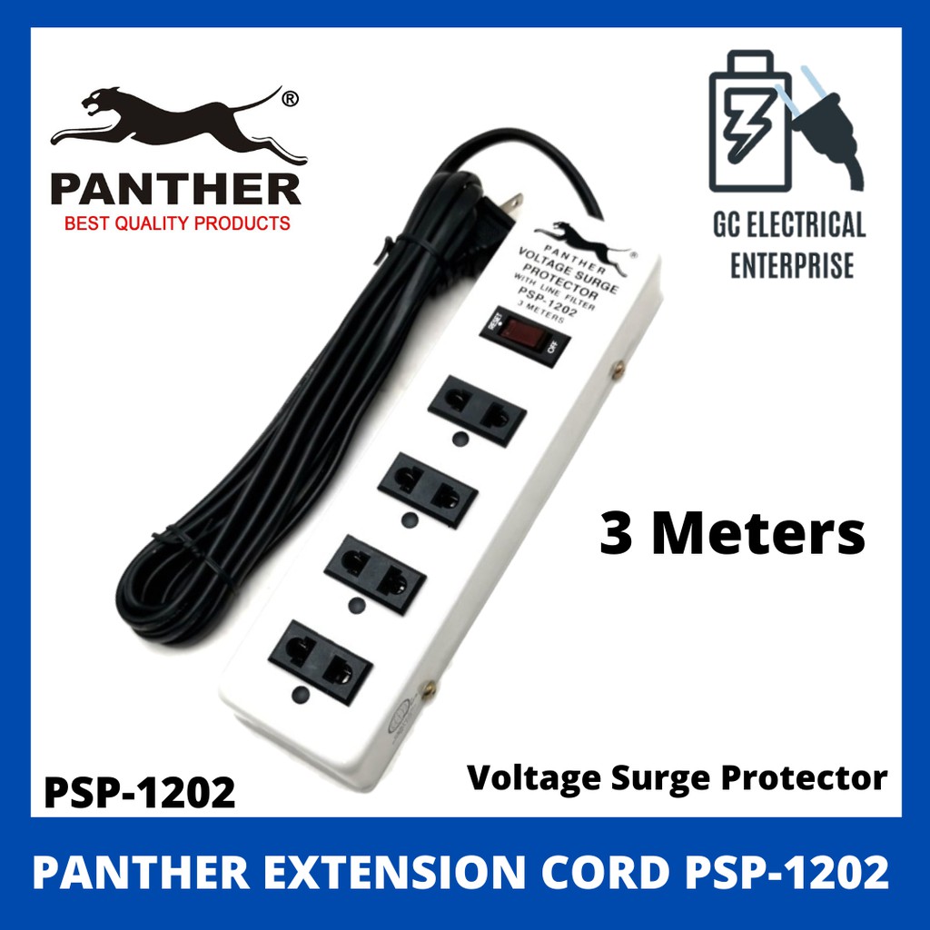Panther Extension Cord & Voltage Surge Protector PSP 1202 Heavy Duty