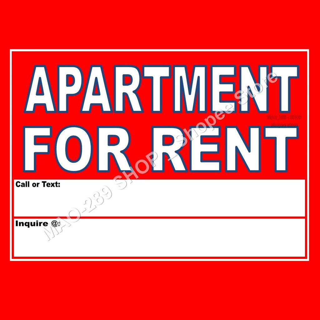 Signage (MAKAPAL) Apartment For Rent (Laminated 250 micron) | Shopee
