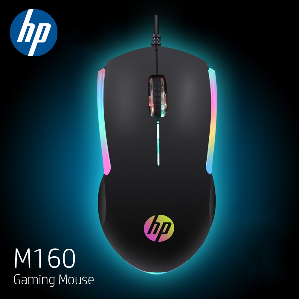 HP M160 Wired Gaming Mouse 7 Colors Rainbow LED RGB Lights High Performance Optical Game Mice