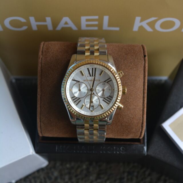 mk lexington gold tone watch