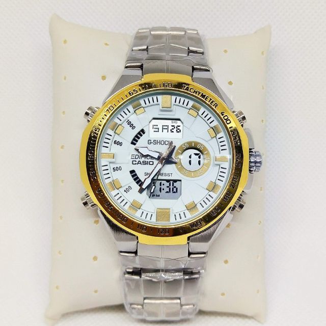 casio edifice silver gold