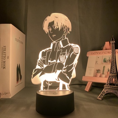 Attack on Titan Led Acrylic Lamp Eren Jaeger Mikasa levi ackerman Desk Lamp USB 3D Lighting Acrylic Home Office Lamp Gift #7