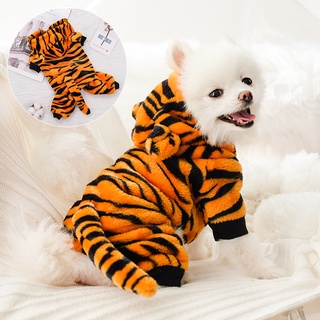 Pet Transformation Tiger Hoodie Coral Fleece Dog Clothes Cats and Dogs Four-legged Clothes #1