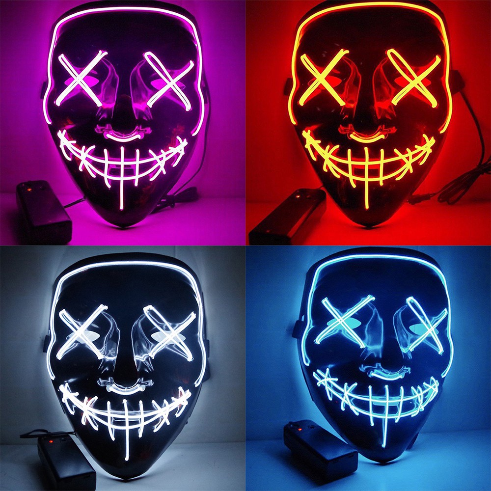 Halloween Horror Light Up Mask The Purge Movie LED Wire Fluorescent ...