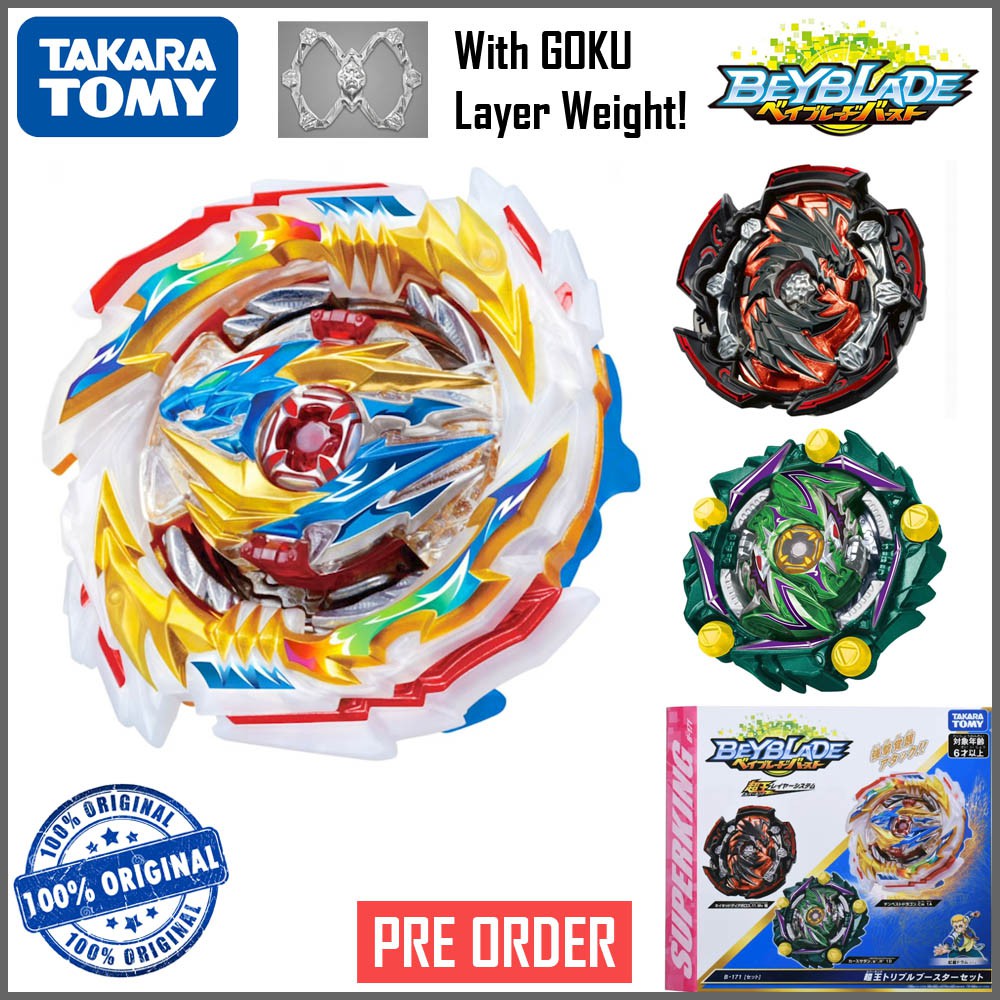 Original Takara Tomy Beyblade B 171 Superking Triple Booster Set Tempest Dragon W Goku Layer Weight Shopee Philippines