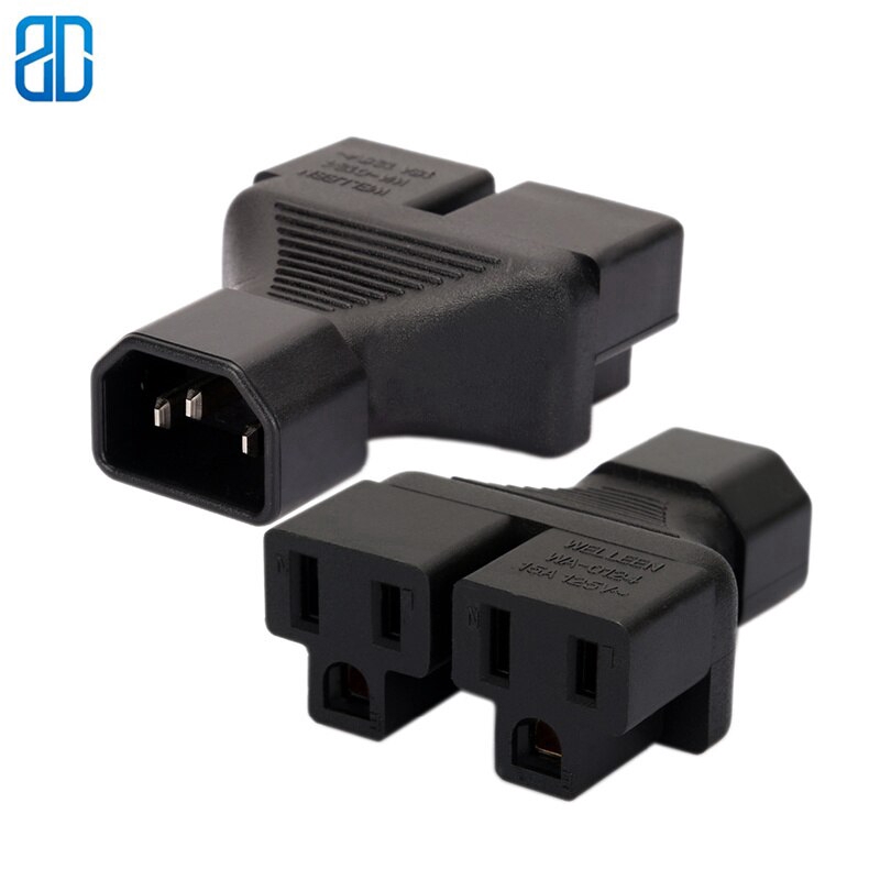 C14-2 * US 5-15R AC Power Adapter IEC320 C14 Hanggang 2 * Nema 5-15R ...