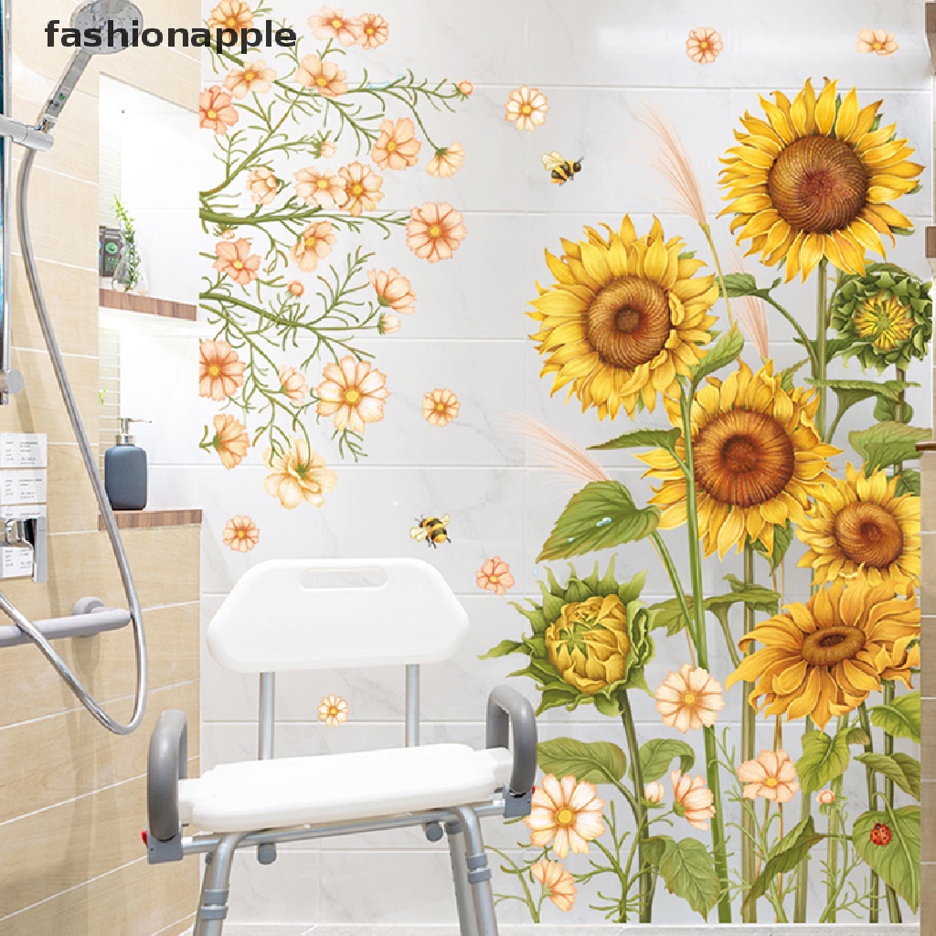 FAPH Large Sunflower Wall Stickers Glass Decoration Posters PVC Wall