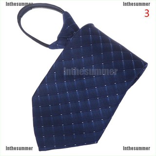 【COD√summer】 Lazy Men's Zipper Necktie Solid Striped Casual Business Wedding Zip Up Neck Ties #4