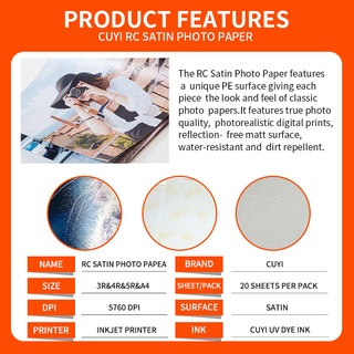 CUYI Rc Satin Photo Paper A4 / 3R / 4R / 5R Inkjet Paper 260gsm 20Sheets #2