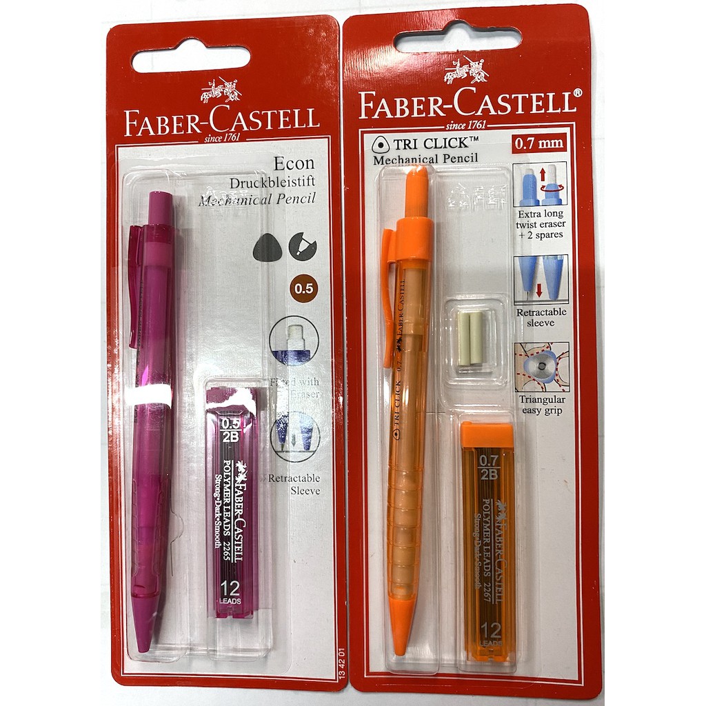 Faber-Castell Mechanical Pencil (Econ 0.5 And Tri-Click 0.7) | Shopee ...