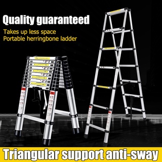 [5M both sides] Telescopic Ladder thickened aluminum alloy double sided ladder household portable