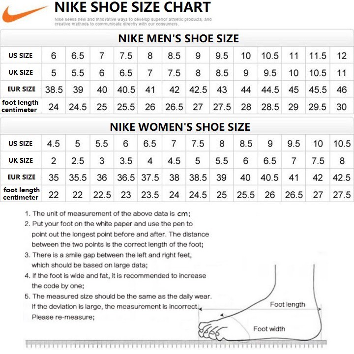 us shoe size nike