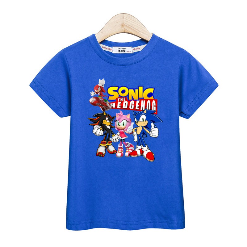 Boy T Shirt Sonic The Hedgehog Clothes Kids Cotton Tops Girls Cartoon Tee Shirt Shopee Philippines - roblox movie sonic shirt