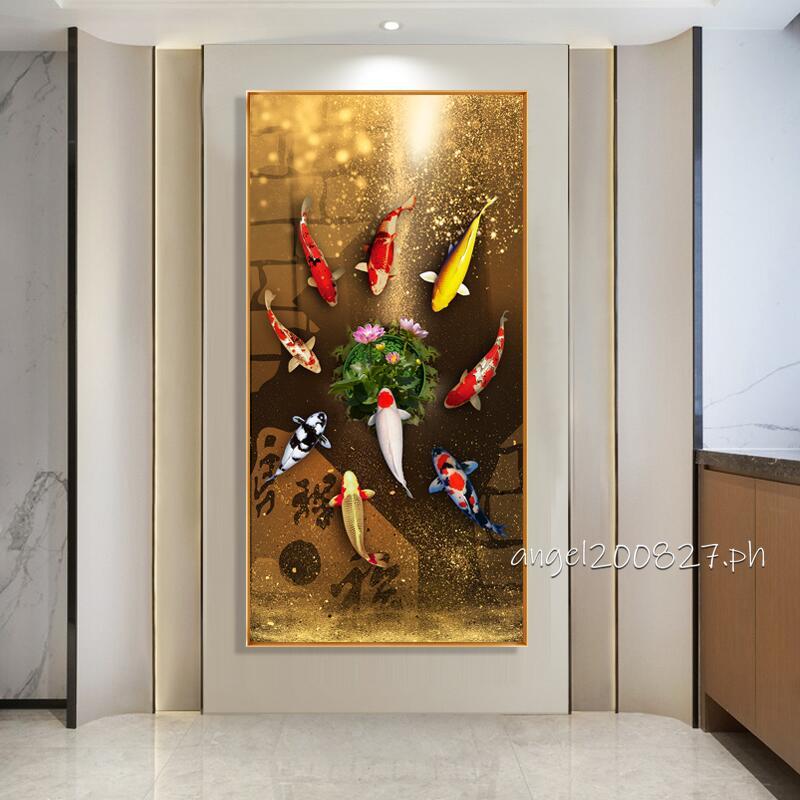 Chinese Style Feng Shui Painting Koi, Entrance Feng Shui Paintings For Living Room