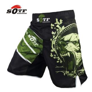 MMA Combat Training Shorts Tiger Muay Thai Short "The Beast" Green Boxing Shorts 