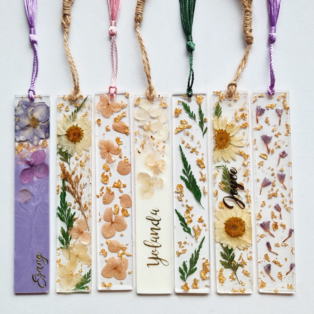 Resin Floral Flower Petals Bookmark Personalize Token Gift Epoxy Resin