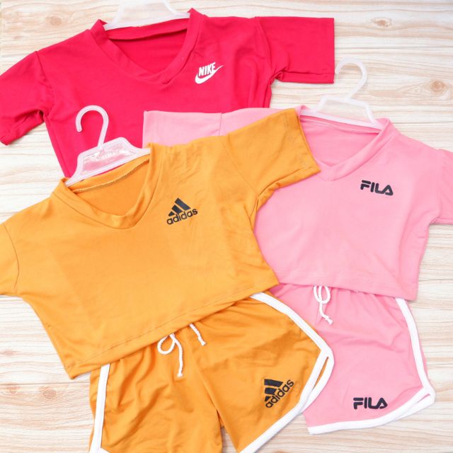 fila crop top and shorts set