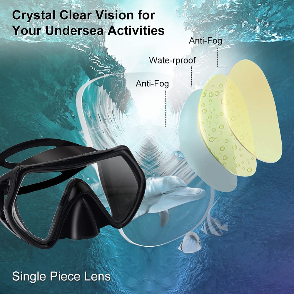 ATRONAW Snorkeling Set Diving Goggles Tempered Glass Scuba Diving Mask