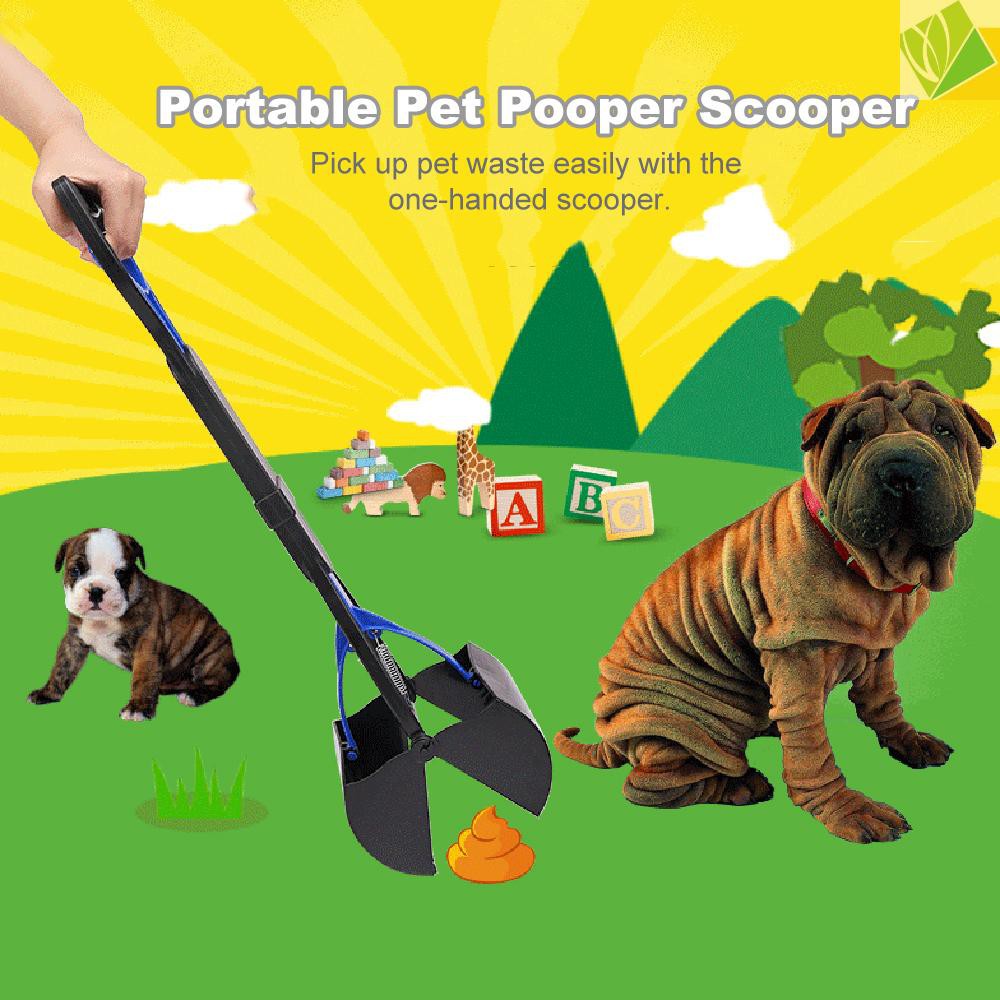 HEAPETBON Pet Pooper Scooper for Dogs and Cats with Long Handle Portable Jaw Poop Scoop for Grass and Gravel Pick Up 