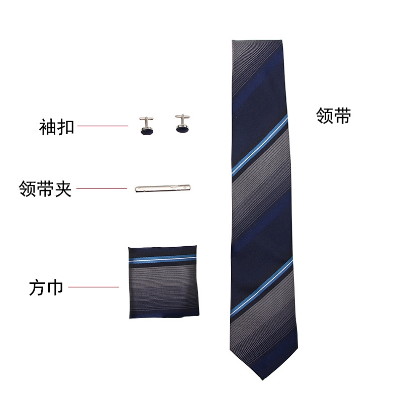 EFAN Ties For Paisley Classic Striped Polyester Neckties Handy Pin Cufflinks Gift Box Packing 8cm