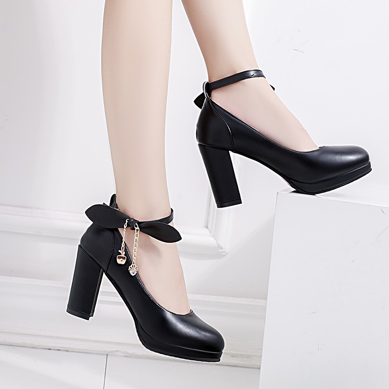 black block heels with platform