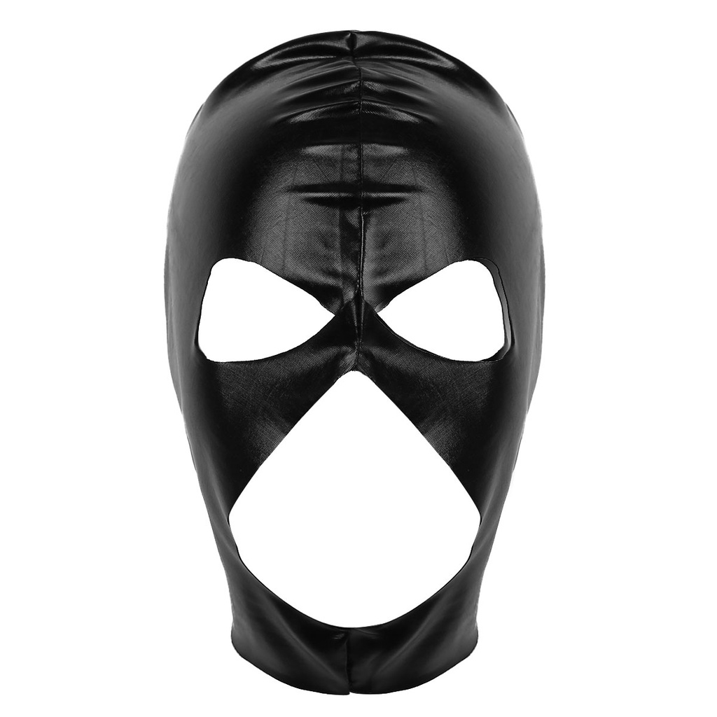 2021sexy Latex Mask Hood Exotic Cosplay Full Face Mask Headgear Metallic Open Mouth Harness