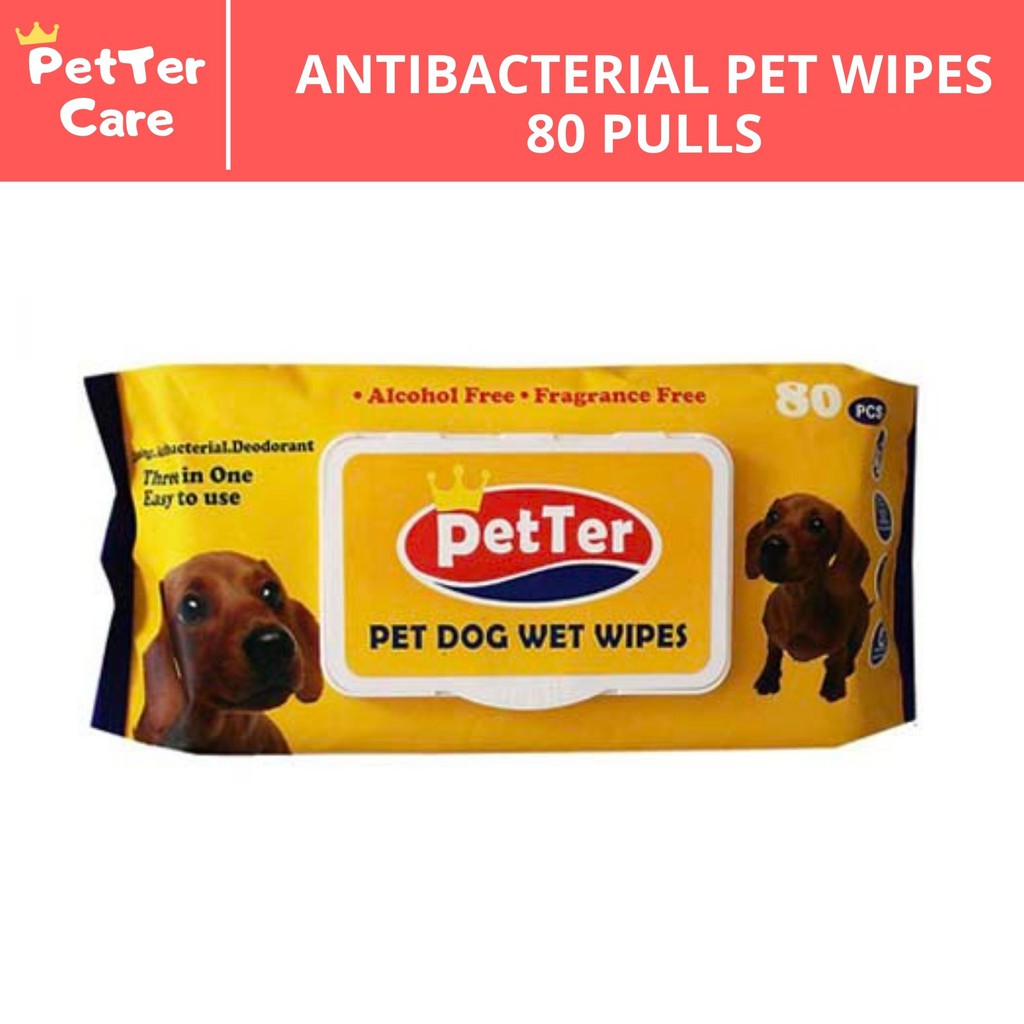 Petter Antibacterial Pet Wipes 80 Pulls Alcohol free & fragrance