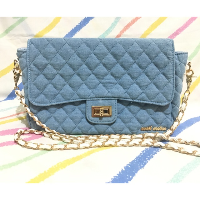 Authentic Cecil Mcbee Quilted Denim Chain Sling Bag Shopee Philippines