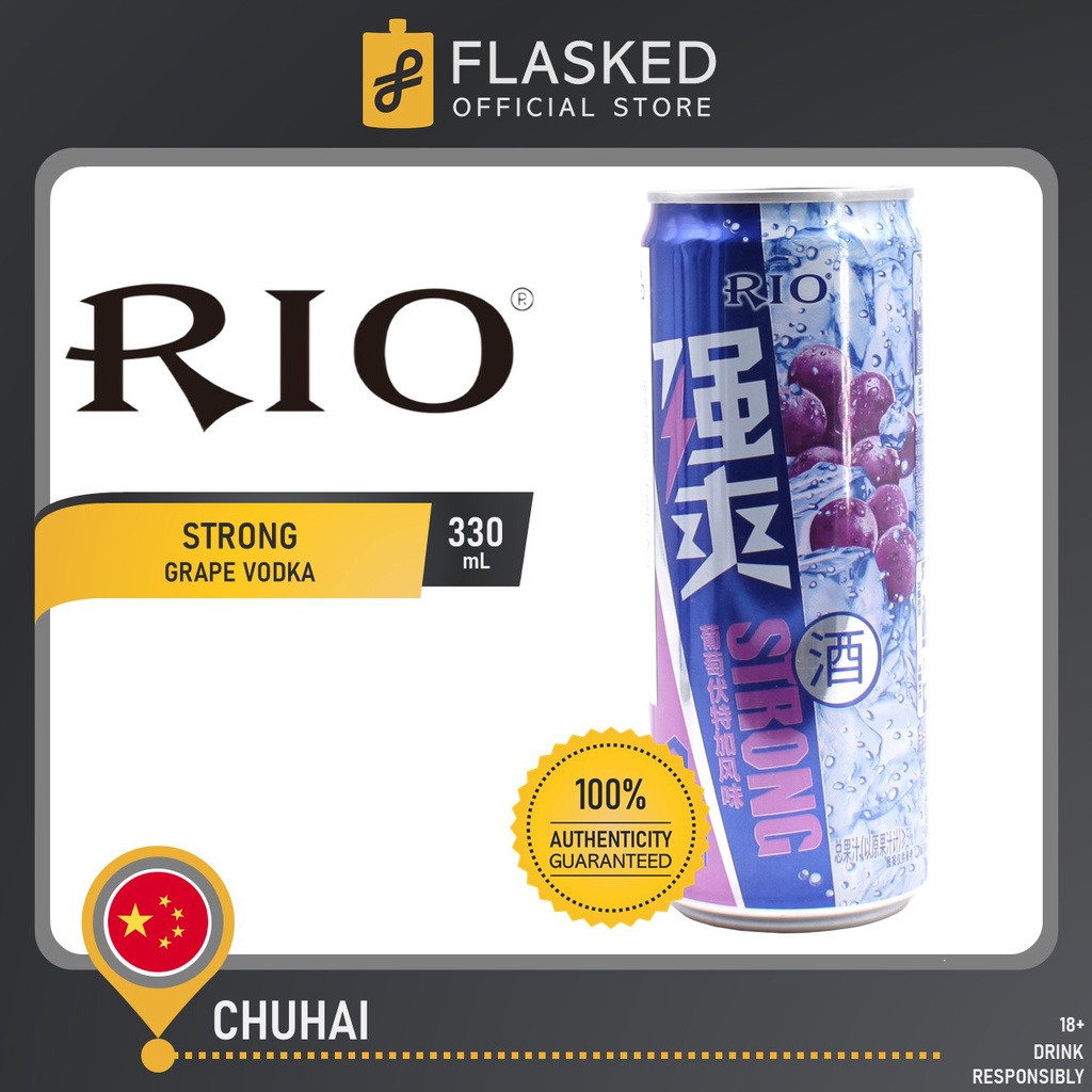 Rio Strong Grape Vodka Chuhai Carbonated Alcoholic Drink 330mL Shopee