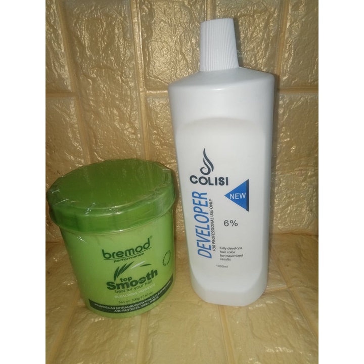 1 Set Bremod Top Smooth Bleaching Powder 500g and Colisi Oxidizer