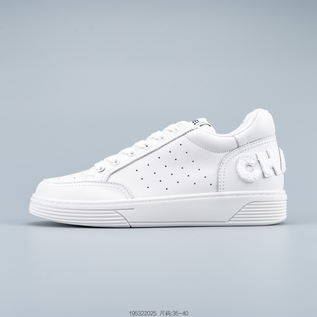 white chanel trainers