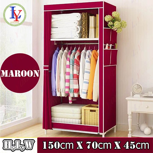 Fashion Storage Wardrobe Cabinet Maroon 150cm X 70cm X 45cm