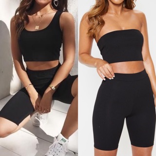 tube top with biker shorts