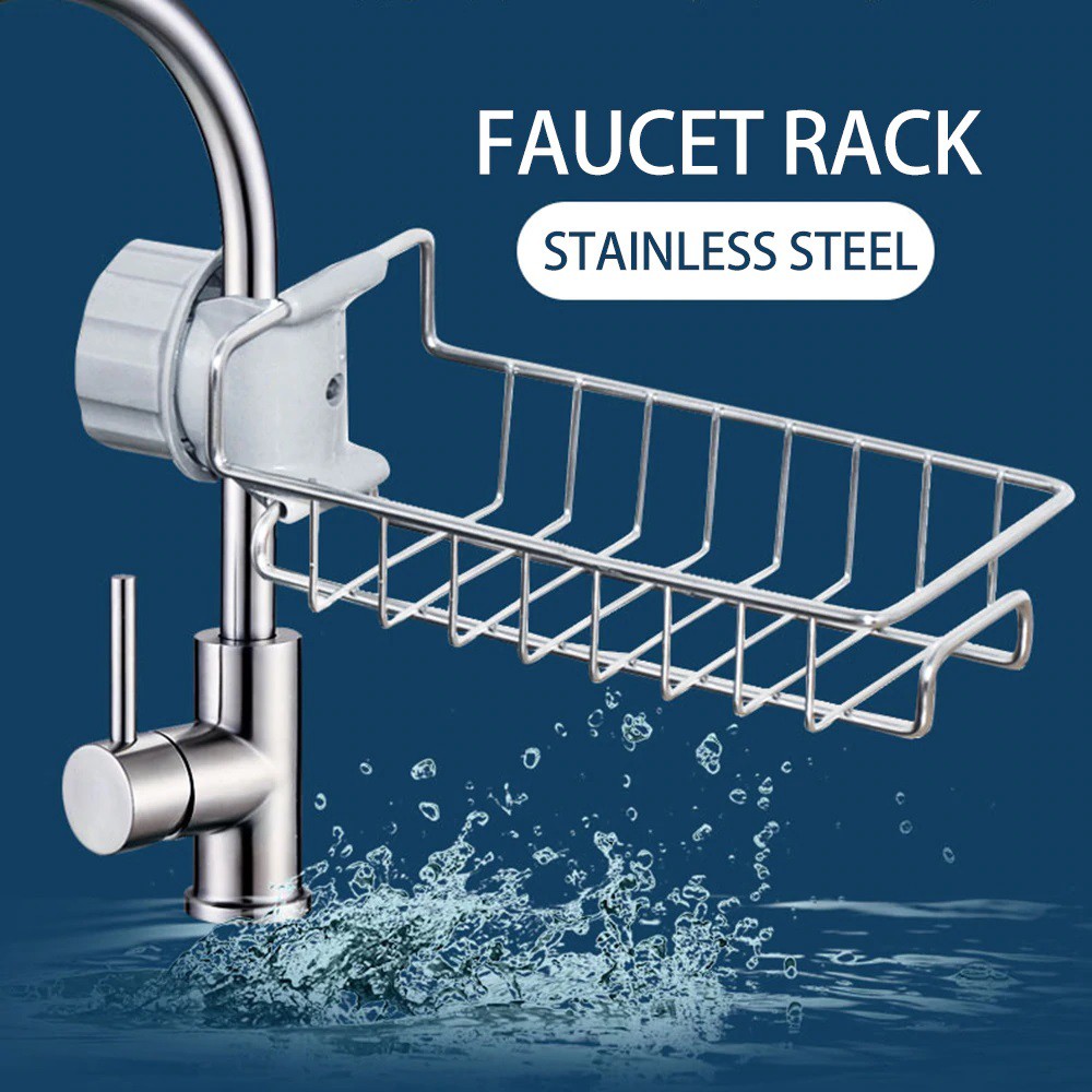 Stainless Steel Sink Faucet Hanging Storage Rack Holder Sponge Bathroom Kitchen Shelf Drain Dry 