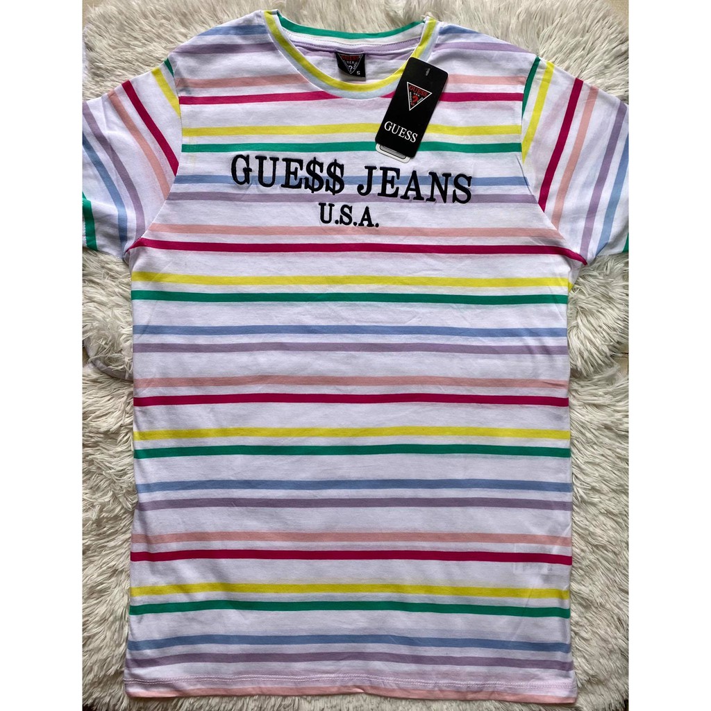 guess jeans rainbow t shirt