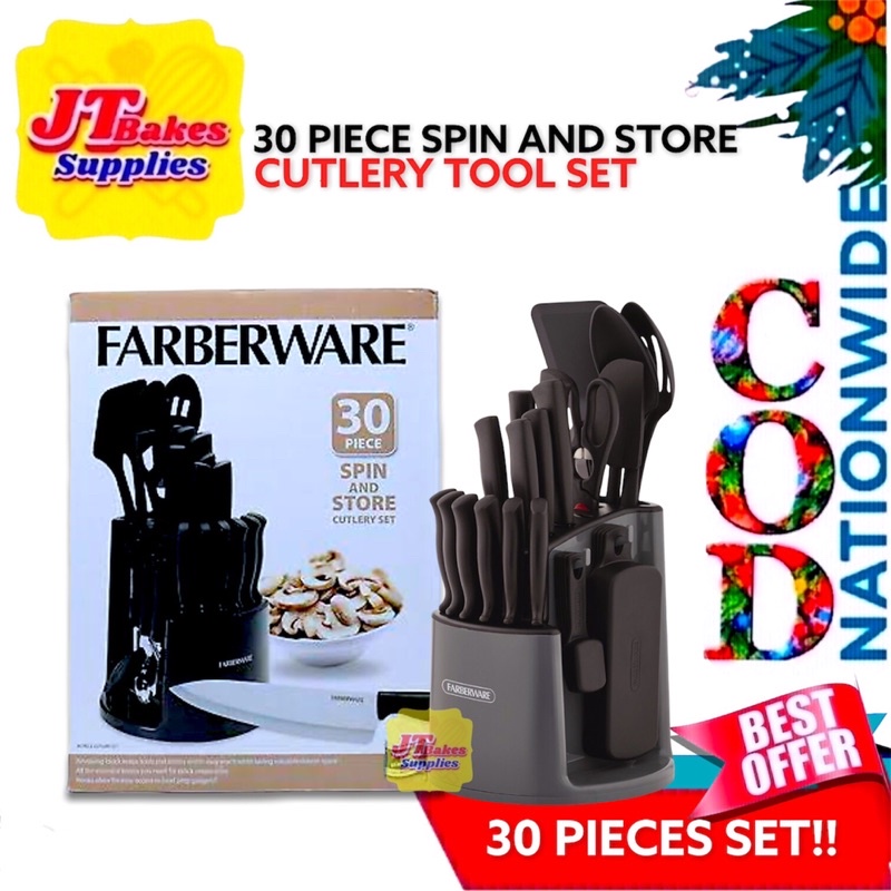 FARBERWARE 30piece Spin and Store Cutlery Set Knives Shopee Philippines