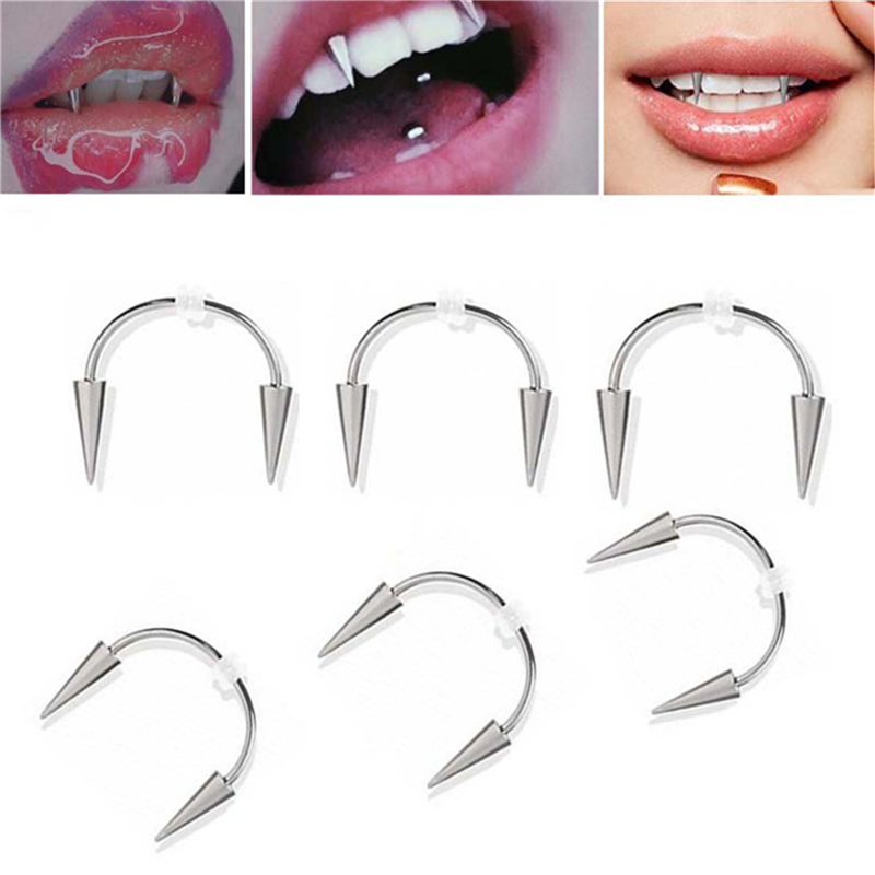 C Bar Smile Lip Tiger Teeth Nail Vampire Body Piercing Jewelry Stainless Steel Shopee Philippines