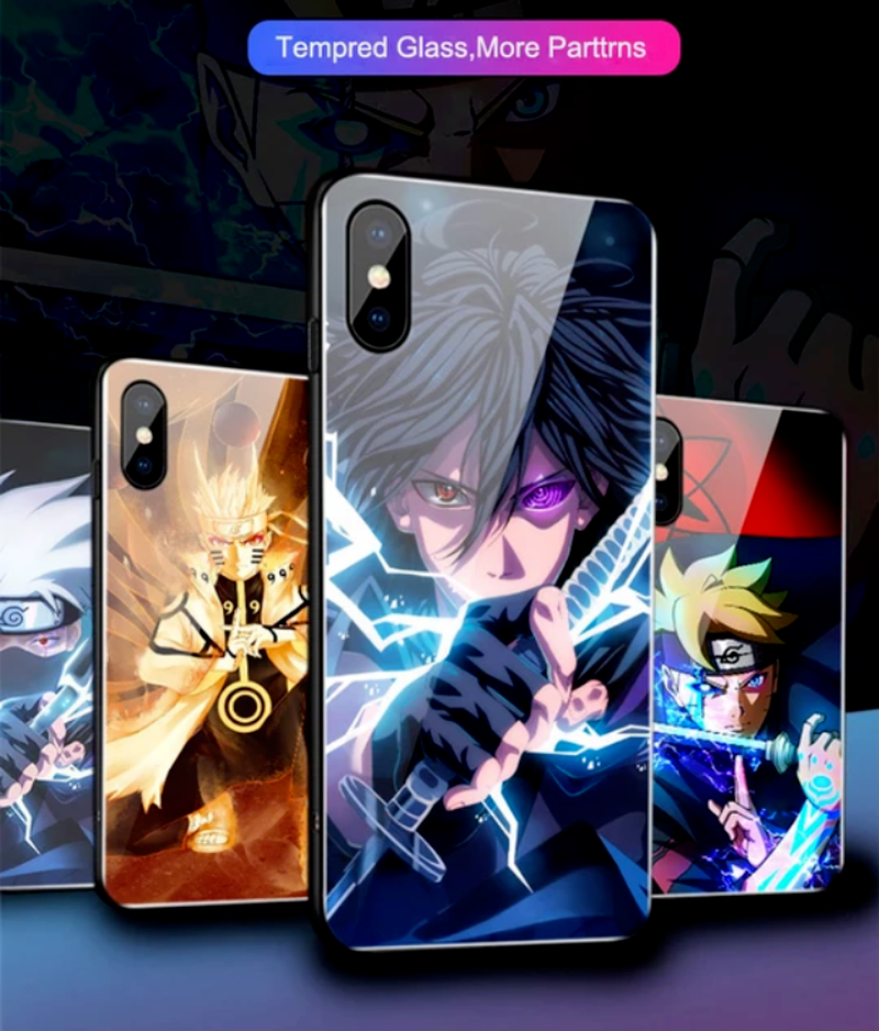 Anime Glass Phone Case For iPhone 11 12 pro XS MAX 8 7 6 6S Plus X SE LED  Flash Call Light Phone case Shockproof Cover | Shopee Philippines