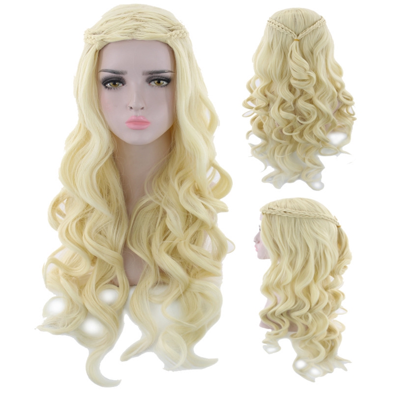 Game Of Thrones Daenerys 70cm Silver Long Curly Golden Wig