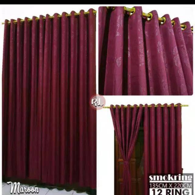 Maroon Color Solo homemade smokering Curtain | Shopee Philippines