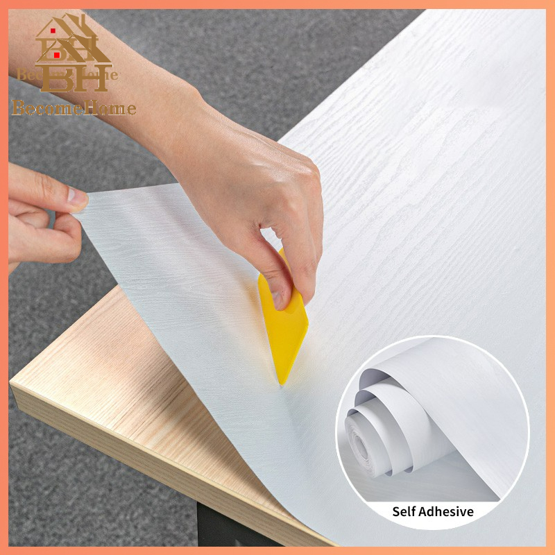 (Free Tools ) 3D White Maple Wood Grain Vinyl Wrap Wall Sticker ...