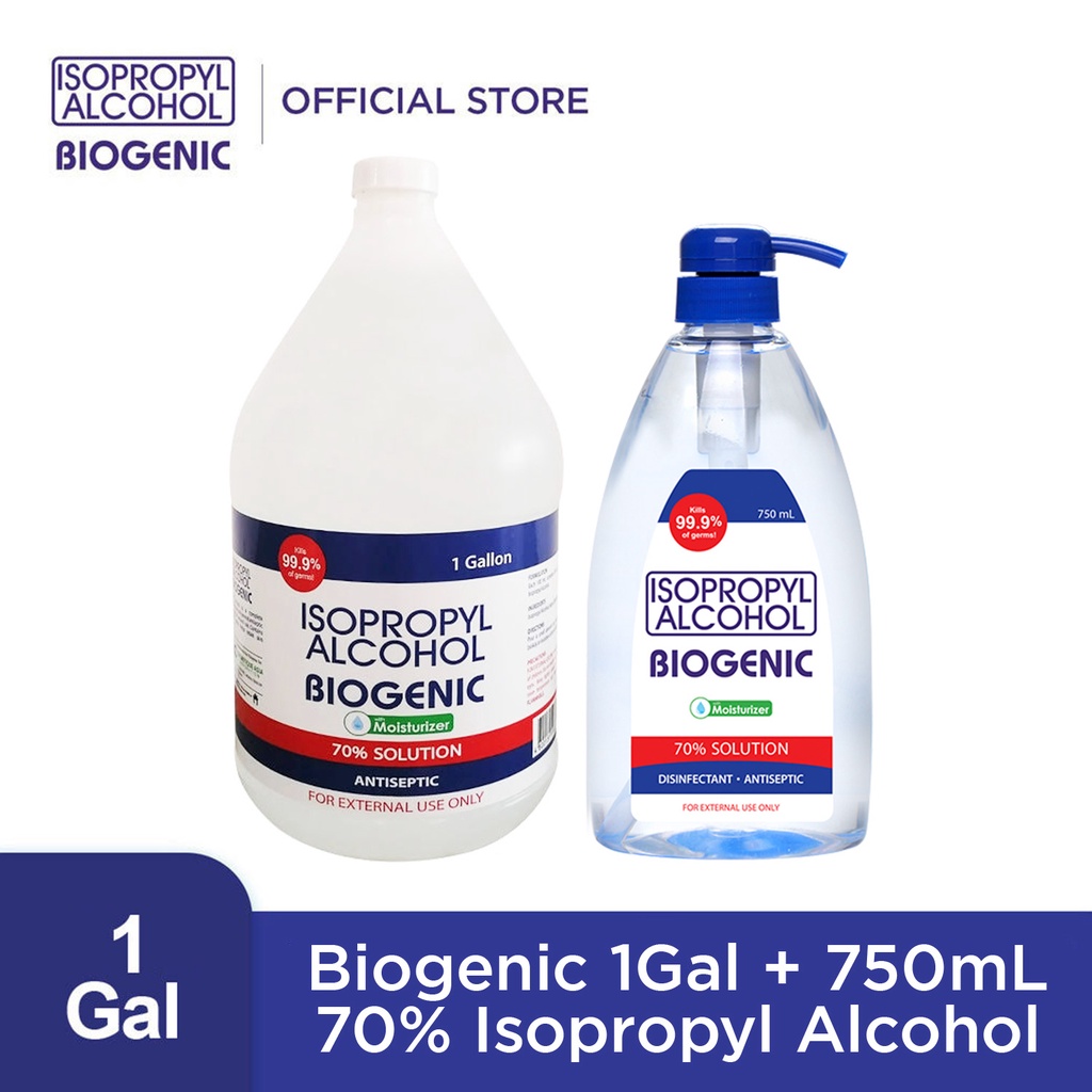 Biogenic Alcohol 70% ISO 1 gallon + Biogenic Alcohol 70% ISO 750mL Pump ...