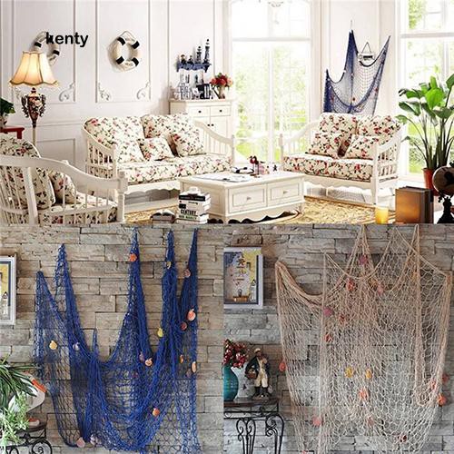 Kt Shell Hanging Fish Net Nautical Ocean Theme Home Wall Decor