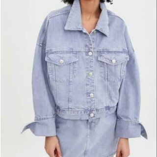 zara baby blue leather jacket