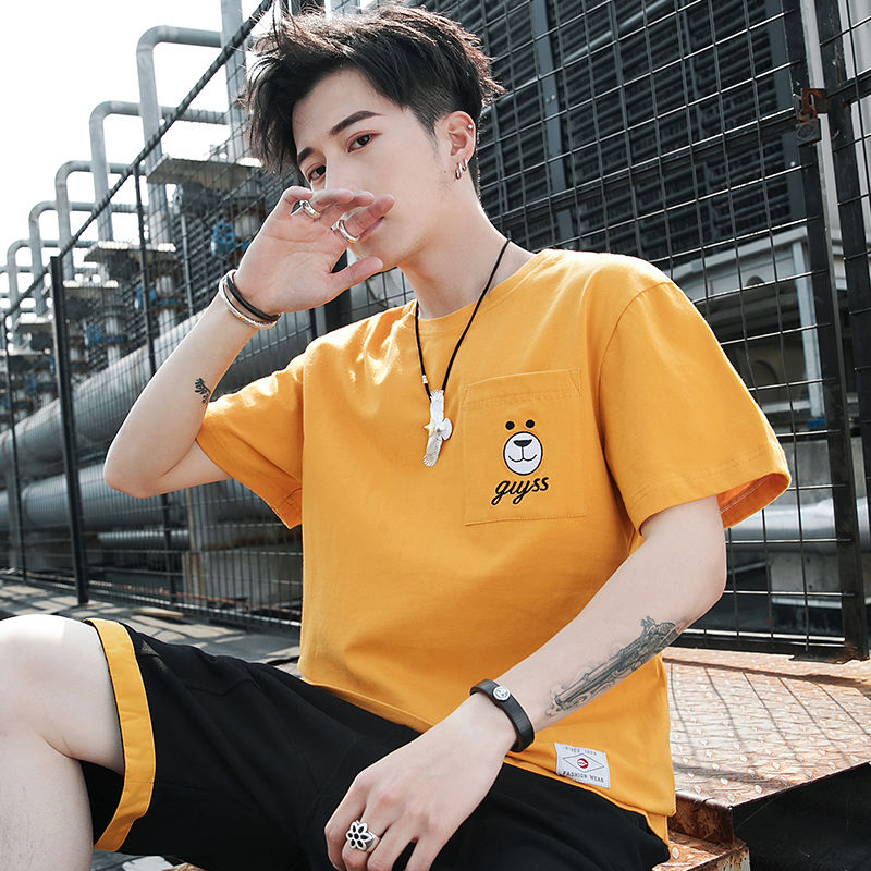 2-Piece】Summer Men's Short-SleeveTT-shirt Fashion Trendy Brand round Neck  Slim Bottoming Shirt Cl | Shopee Philippines