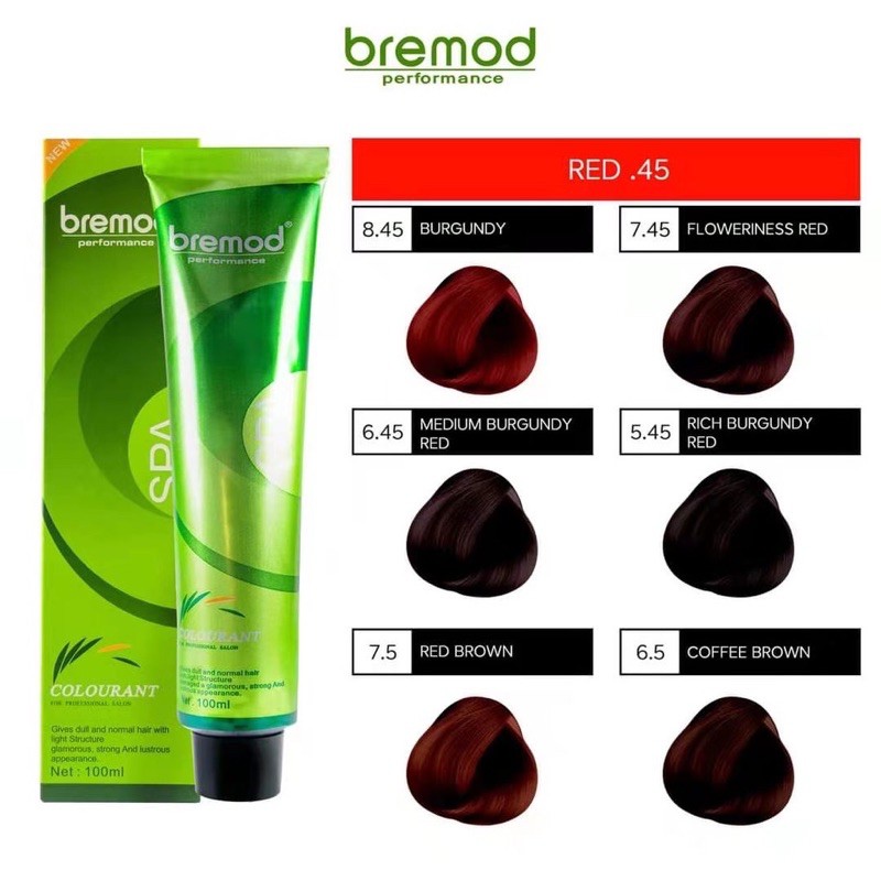 Bremod Hair Colors Dyed Cream 100ml Red Copper Purple Burgundy Brown Color Styline Salon Use Shopee Philippines