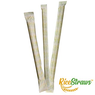 Pack of 12 RiceStraws Compostable, Biodegrable, Edible, Single-Use, Individually Wrapped Rice Straw #2
